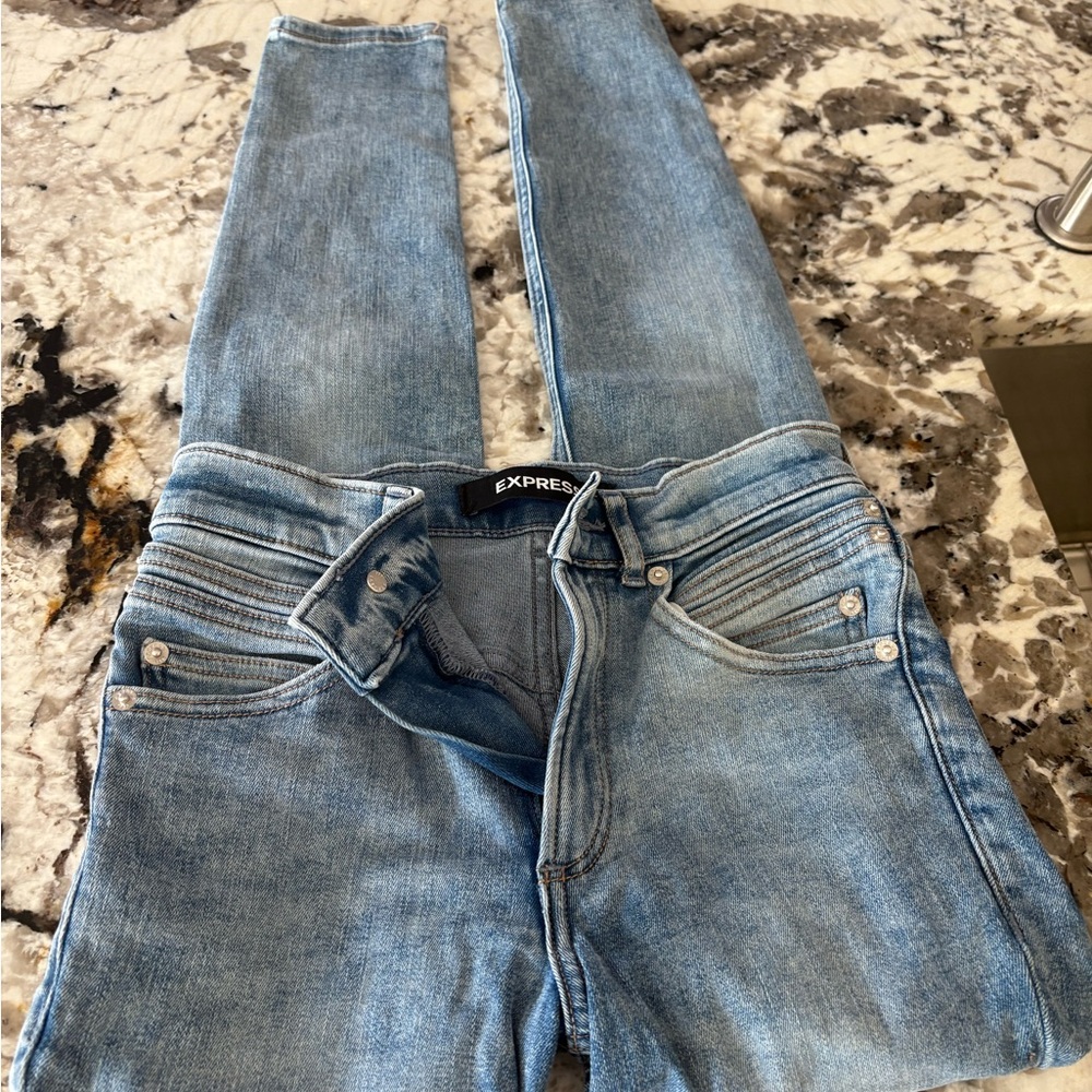 Express High Rise Skinny Stretch Blue Jeans